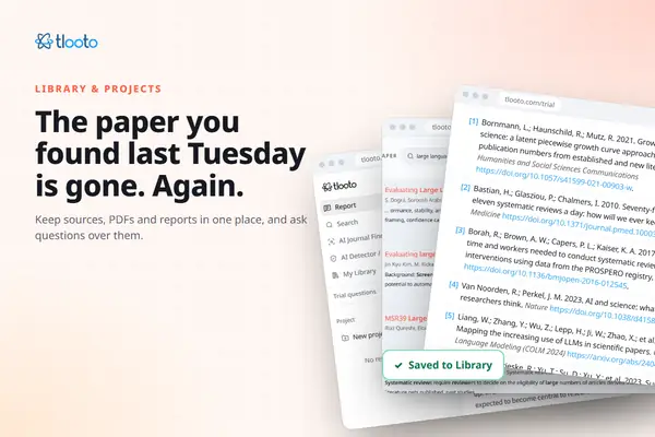 The Paper You Found Last Tuesday: Library and Projects in tlooto